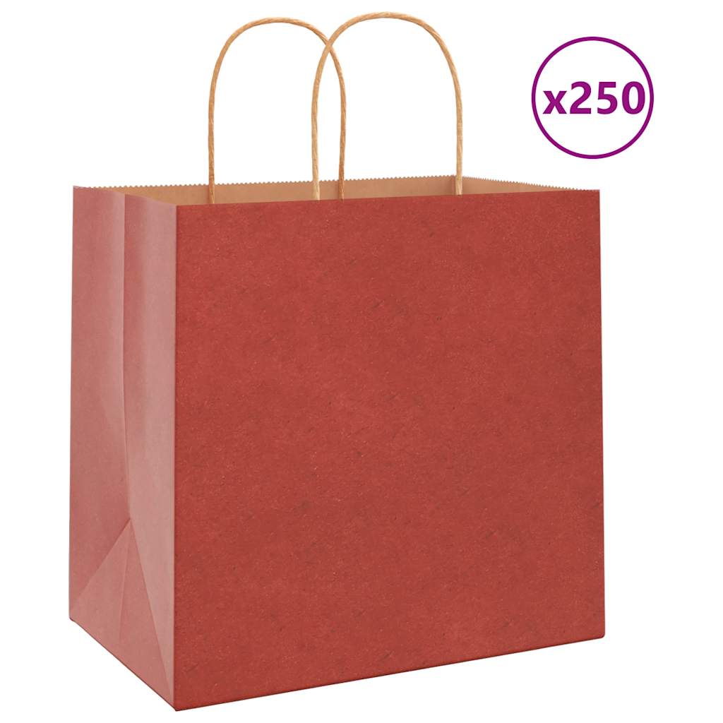 Papiertragetaschen 250 Stk. mit Henkeln Rot 26x17x25 cm