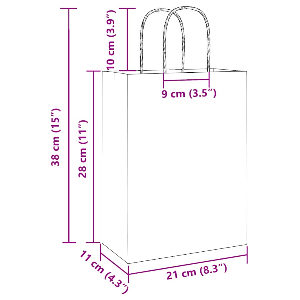 Paper carrier bags 50 pcs. with handles yellow 21x11x28 cm