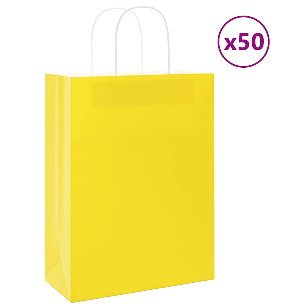 Papiertragetaschen 50 Stk. mit Henkeln Gelb 26x12x35 cm