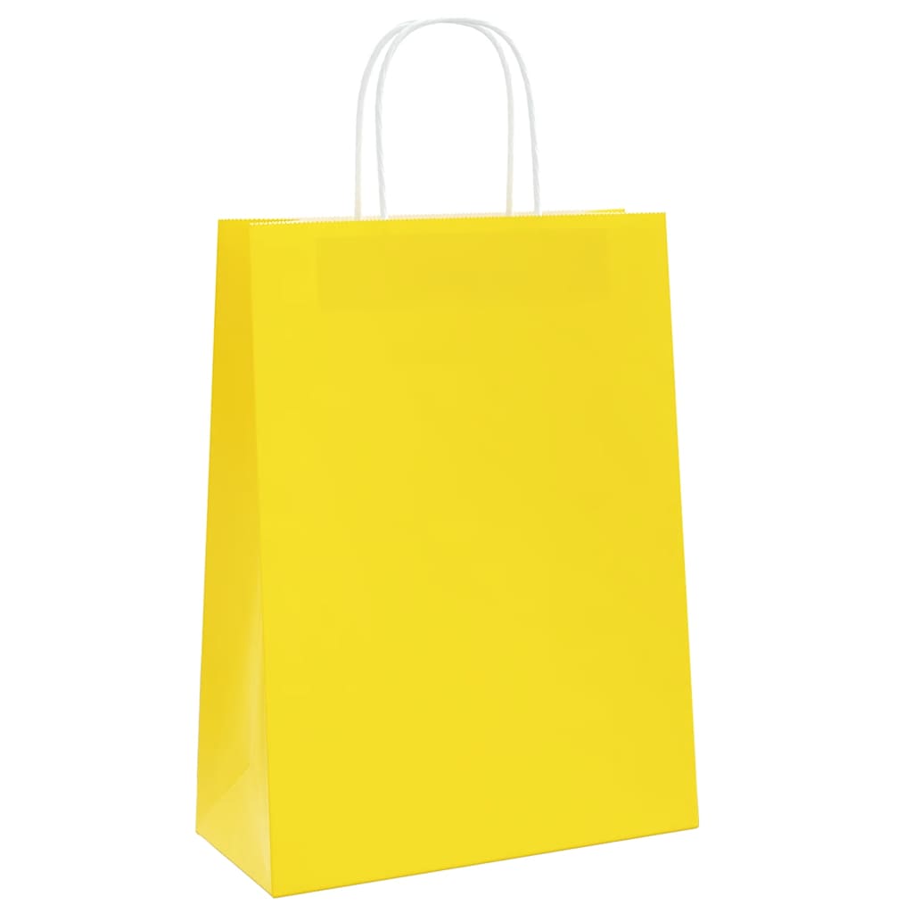 Papiertragetaschen 50 Stk. mit Henkeln Gelb 26x12x35 cm