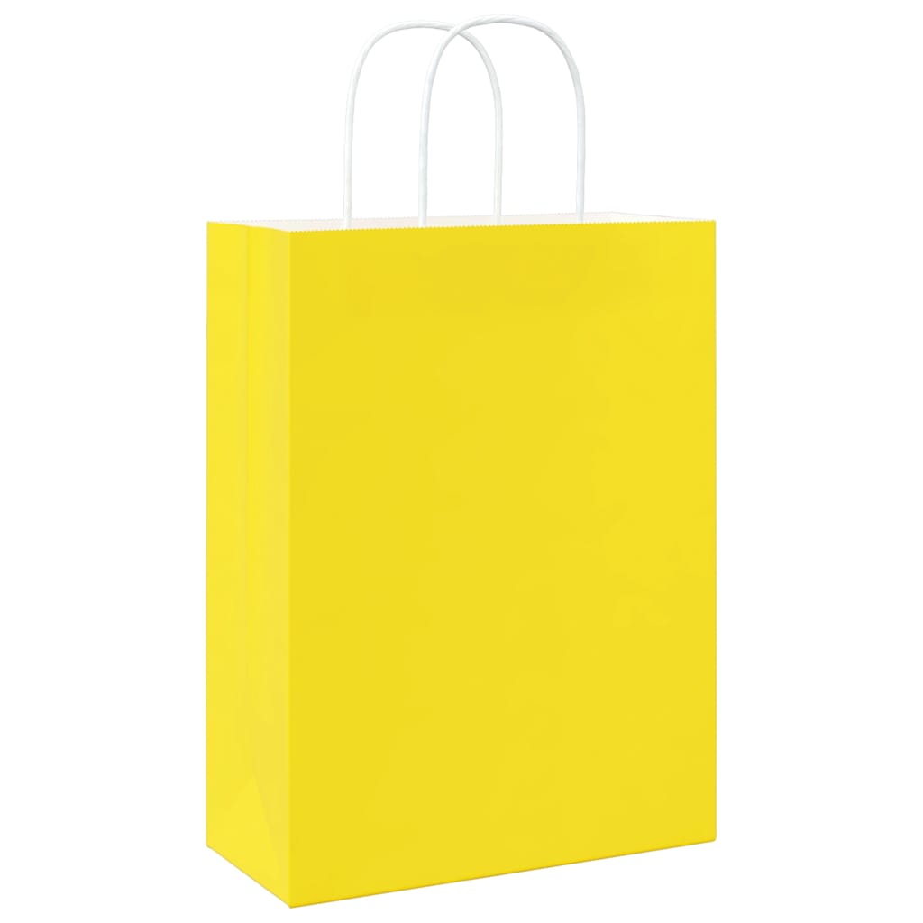 Papiertragetaschen 50 Stk. mit Henkeln Gelb 26x12x35 cm