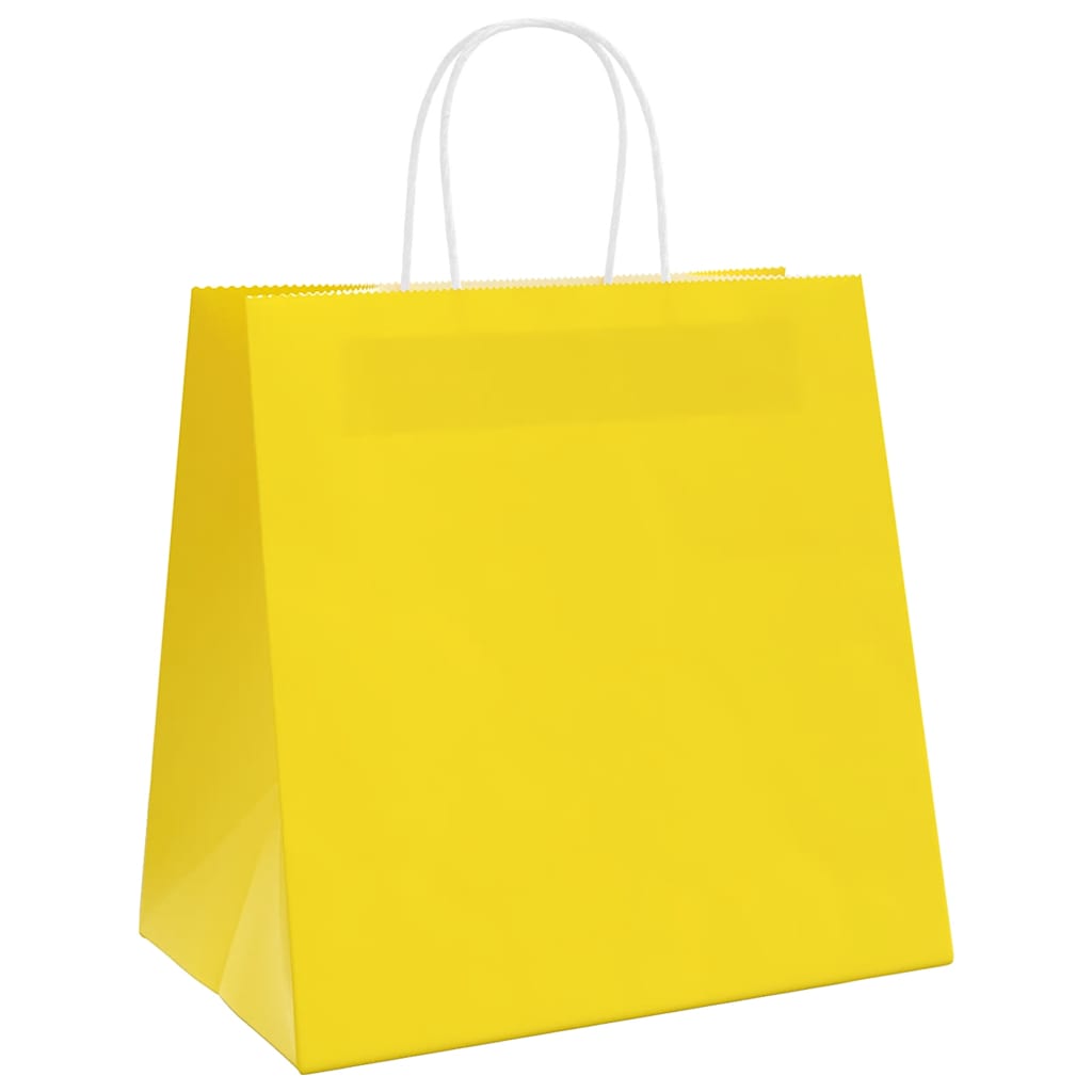 Paper carrier bags 50 pcs. with handles yellow 26x17x25 cm