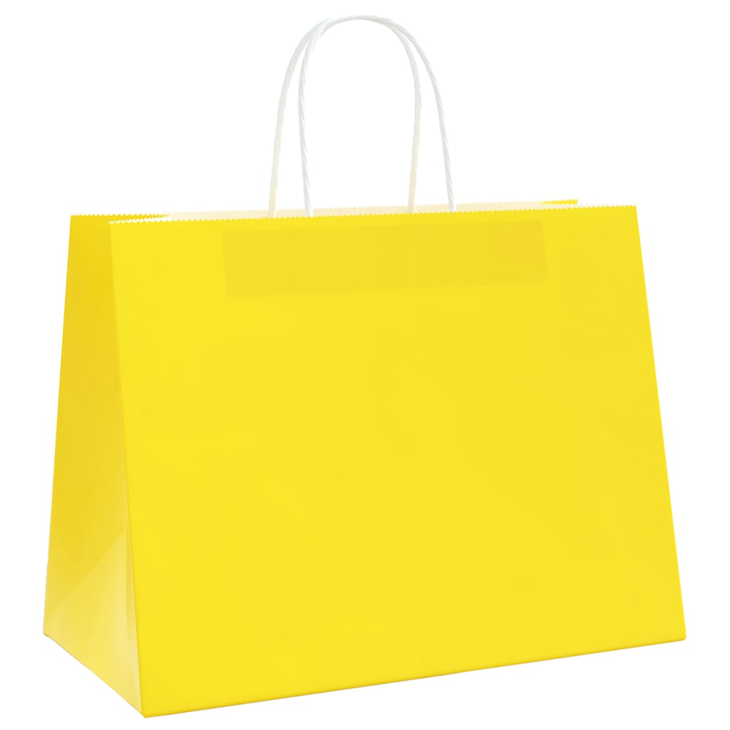 Paper carrier bags 50 pcs. with handles yellow 32x17x25 cm