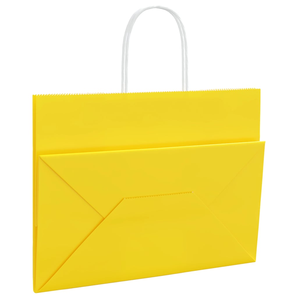 Paper carrier bags 50 pcs. with handles yellow 32x17x25 cm