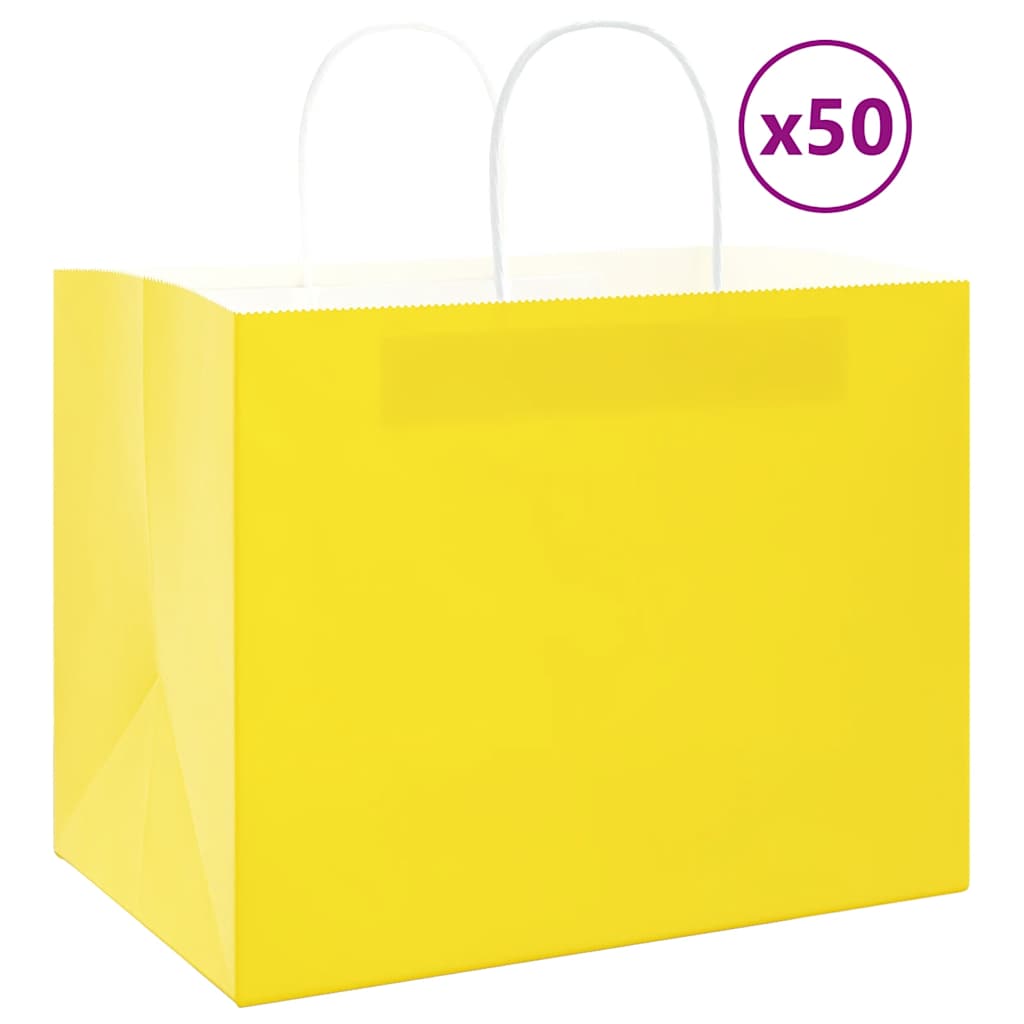 Papiertragetaschen 50 Stk. mit Henkeln Gelb 32x22x24 cm