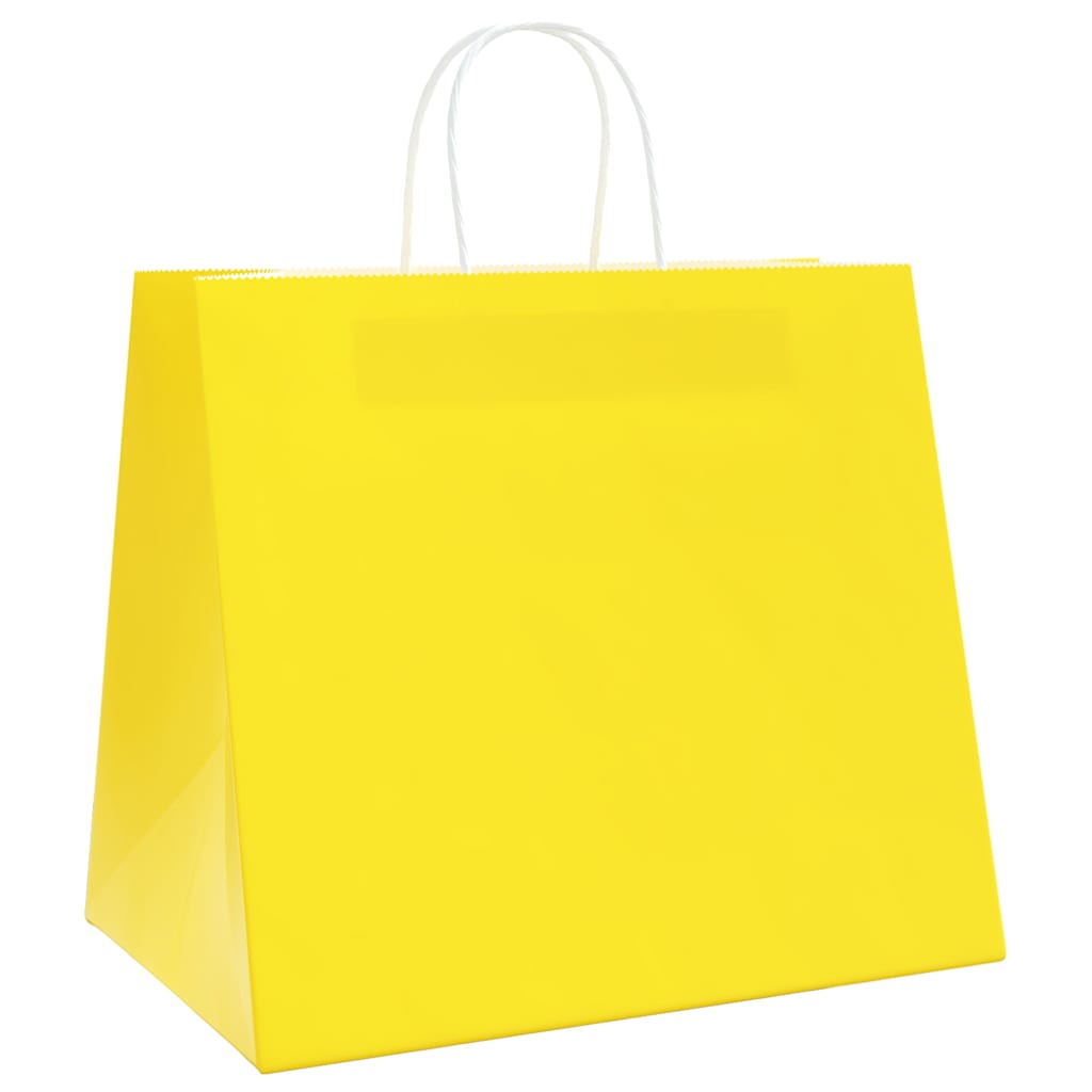 Papiertragetaschen 50 Stk. mit Henkeln Gelb 32x22x28 cm