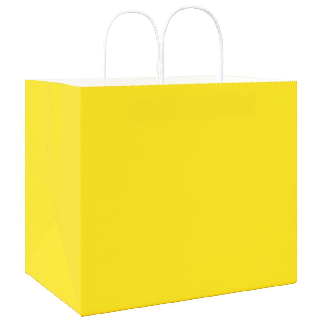 Papiertragetaschen 50 Stk. mit Henkeln Gelb 32x22x28 cm