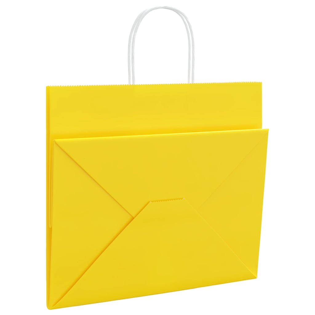 Papiertragetaschen 50 Stk. mit Henkeln Gelb 32x22x28 cm