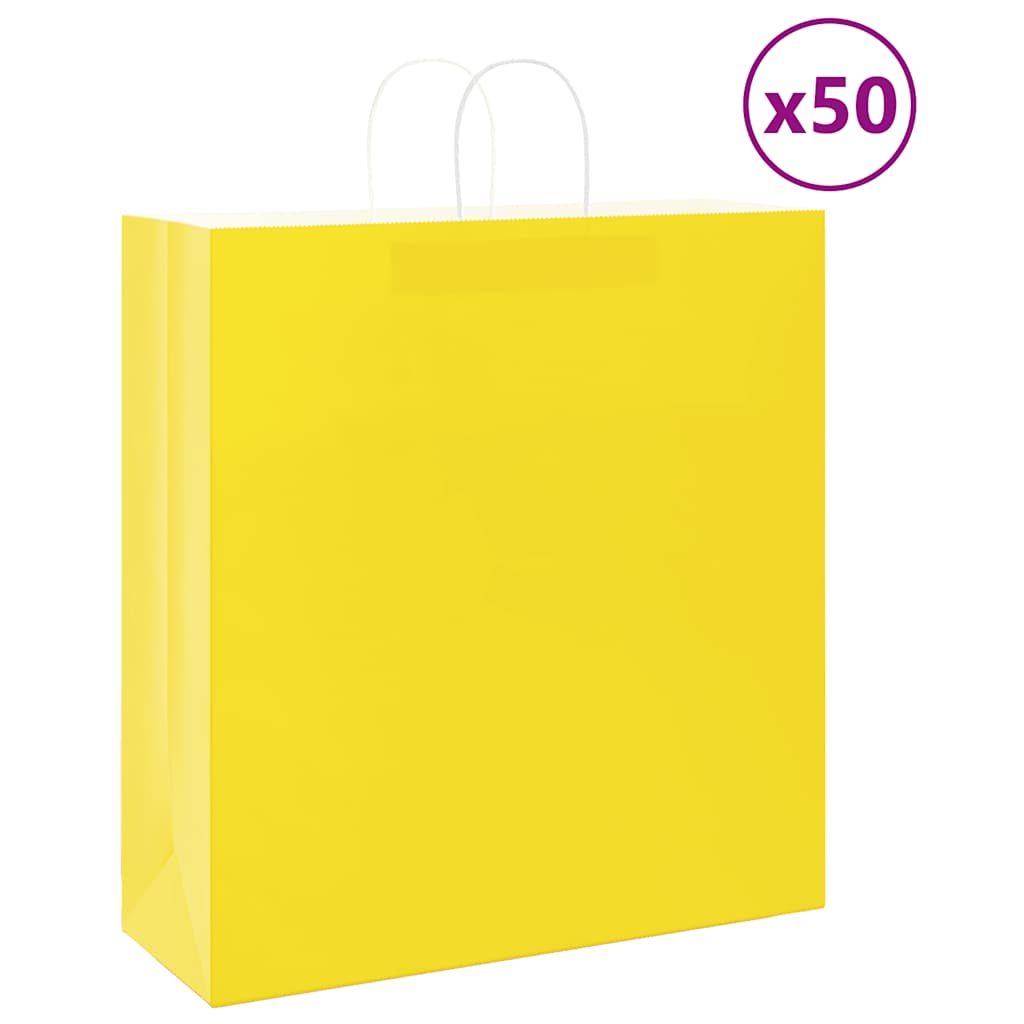 Paper carrier bags 50 pcs. with handles yellow 45x17x48 cm