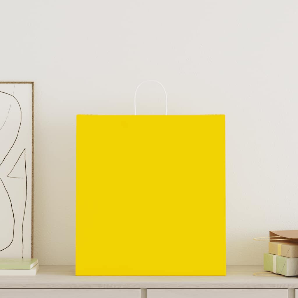 Paper carrier bags 50 pcs. with handles yellow 45x17x48 cm