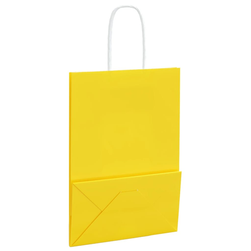Papiertragetaschen 250 Stk. mit Henkeln Gelb 15x8x21 cm