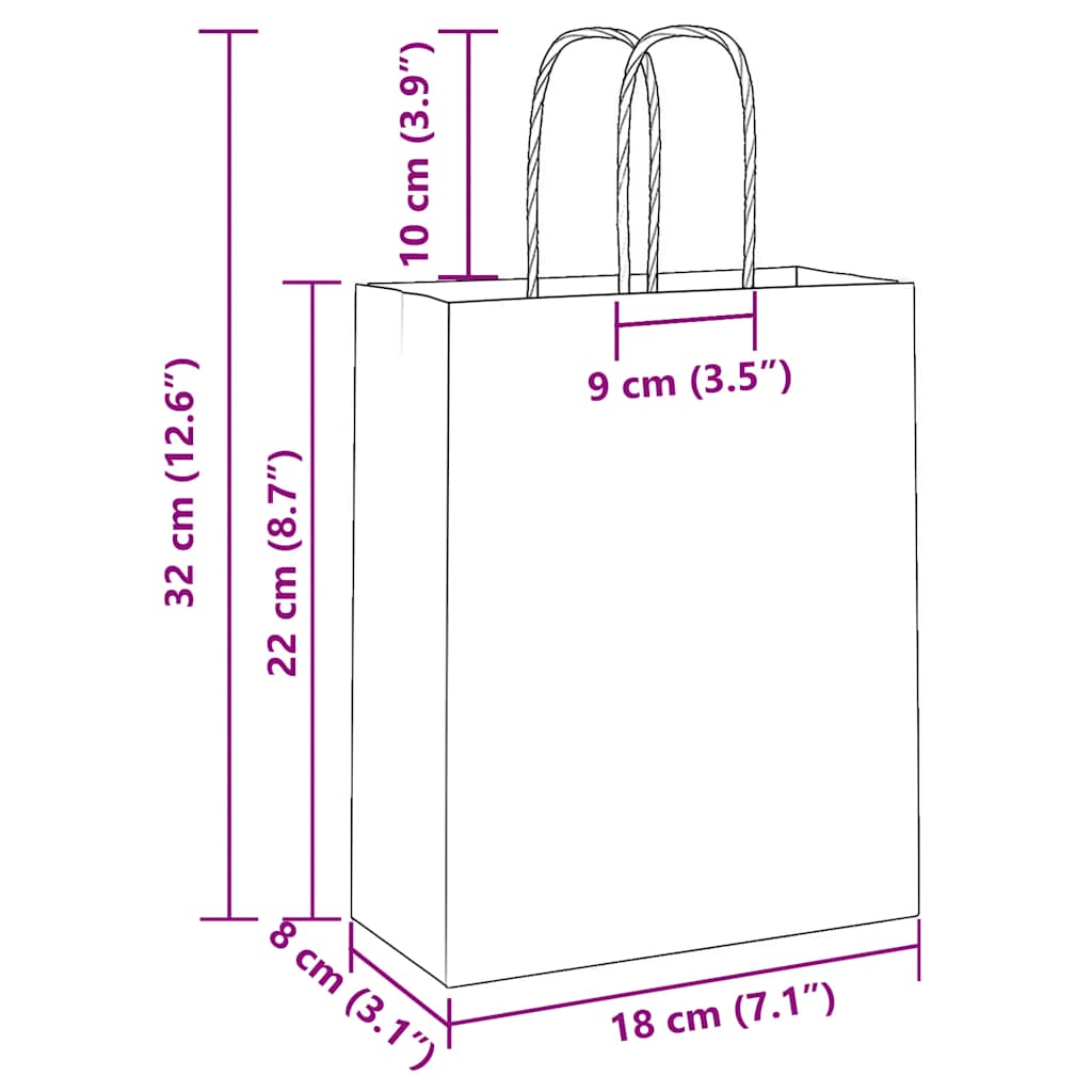 Papiertragetaschen 250 Stk. mit Henkeln Gelb 18x8x22 cm