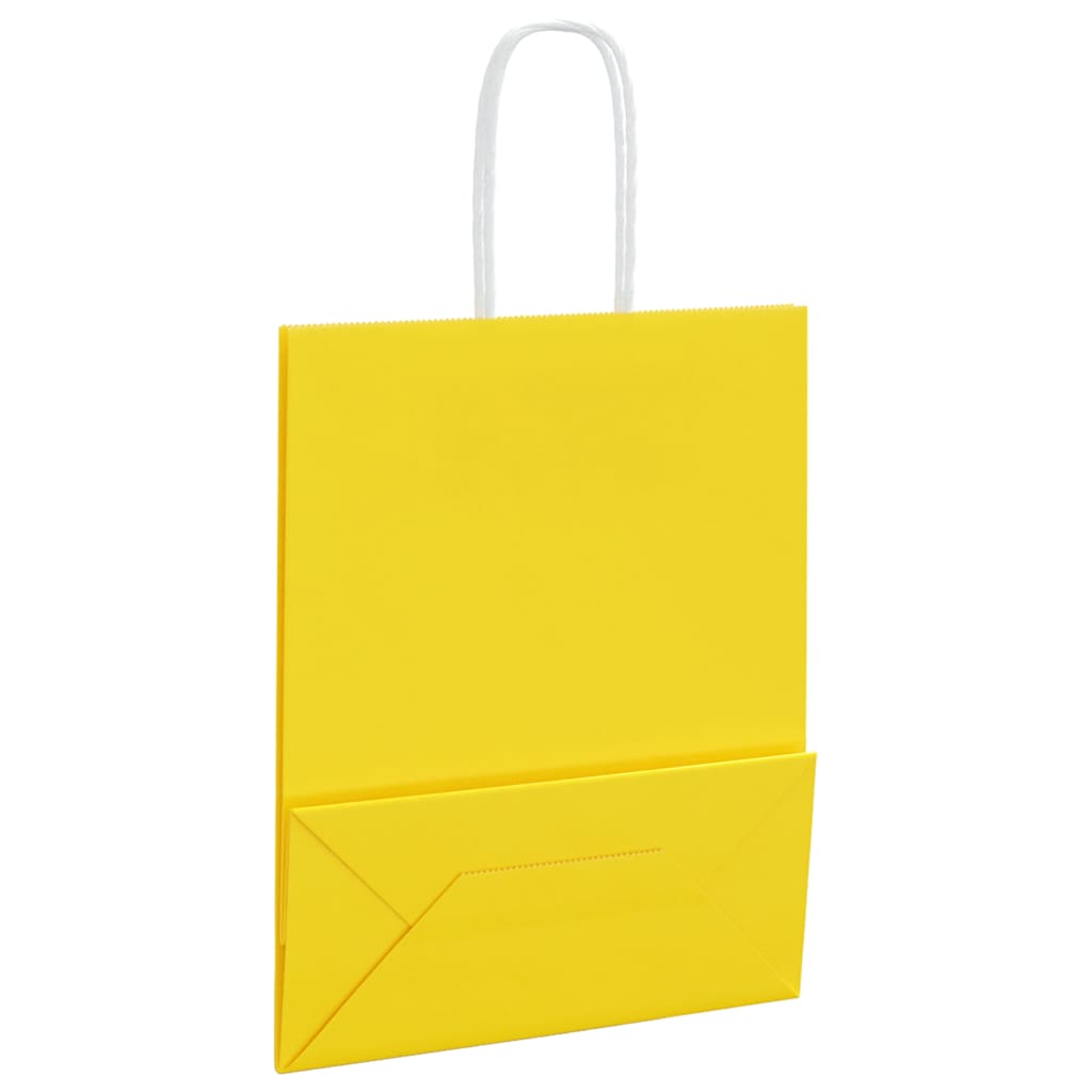 Papiertragetaschen 250 Stk. mit Henkeln Gelb 18x8x22 cm