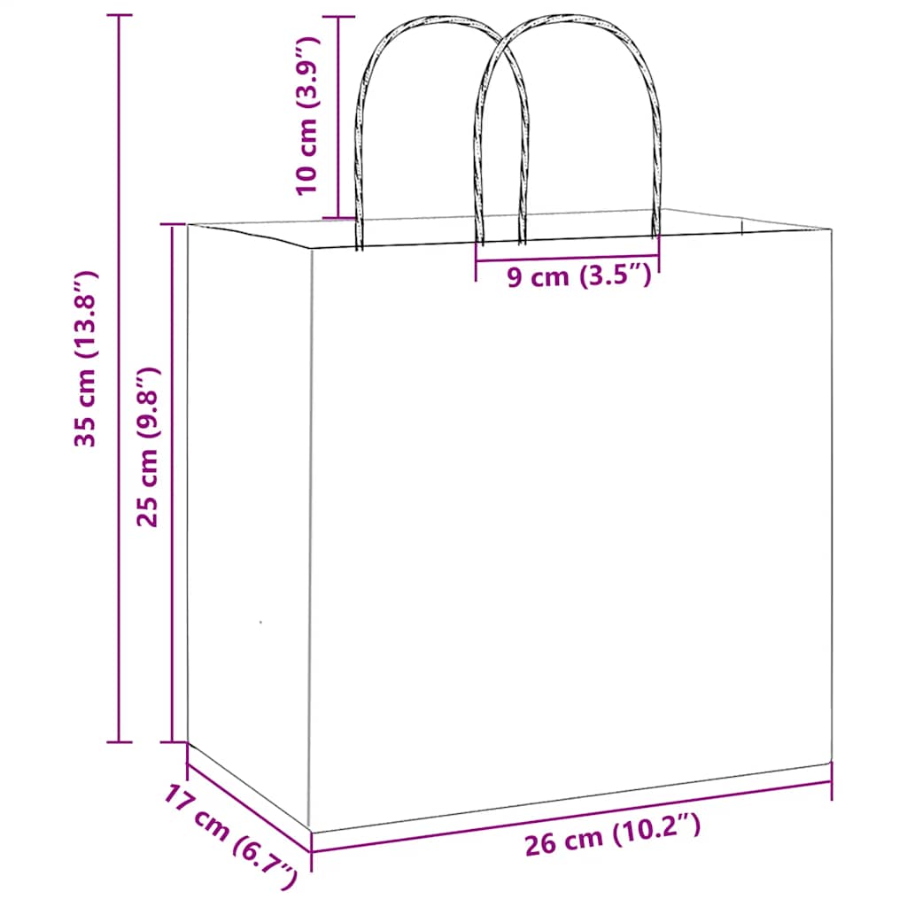 Papiertragetaschen 250 Stk. mit Henkeln Gelb 26x17x25 cm