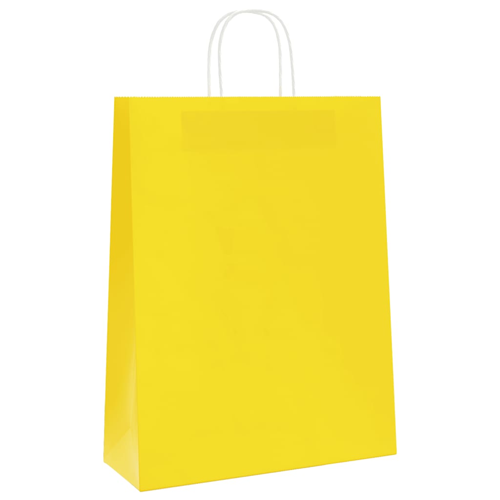 Papiertragetaschen 250 Stk. mit Henkeln Gelb 32x12x42 cm