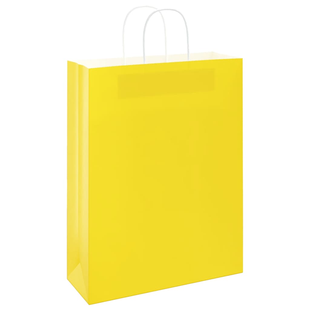 Papiertragetaschen 250 Stk. mit Henkeln Gelb 32x12x42 cm