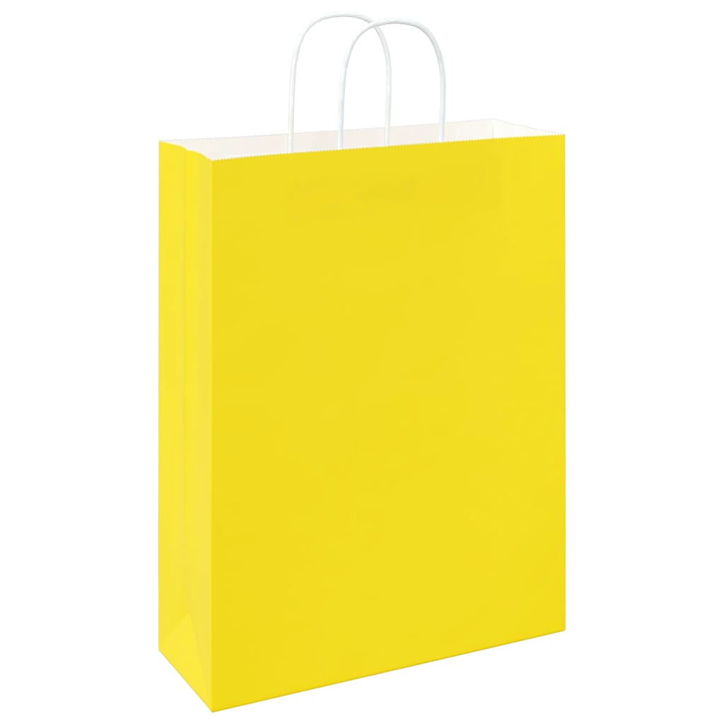 Papiertragetaschen 250 Stk. mit Henkeln Gelb 32x12x42 cm