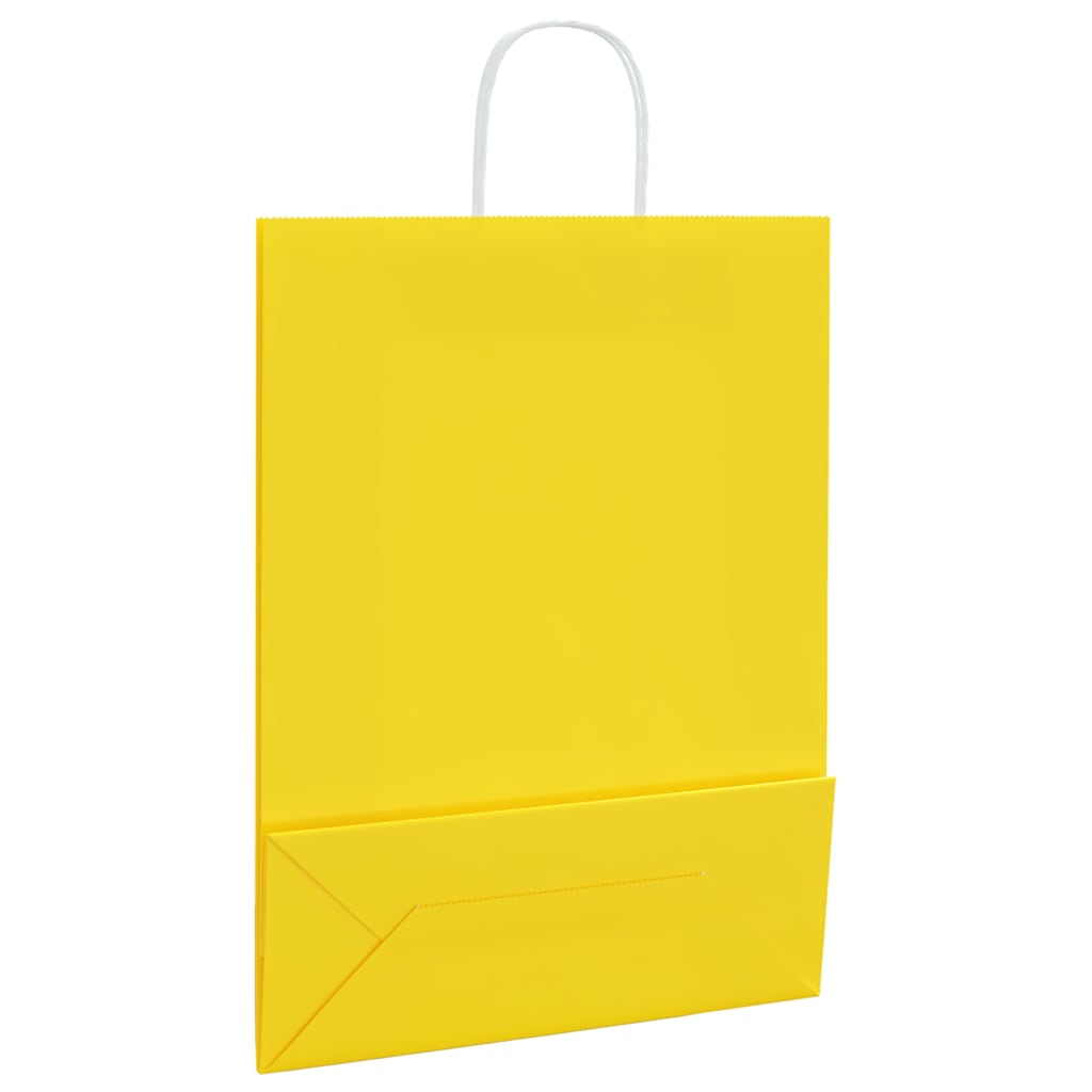 Papiertragetaschen 250 Stk. mit Henkeln Gelb 32x12x42 cm