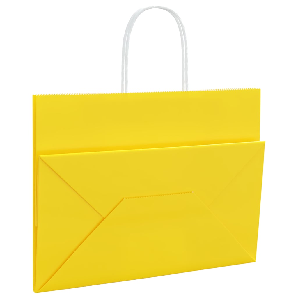 Paper carrier bags 250 pcs. with handles yellow 32x17x25 cm