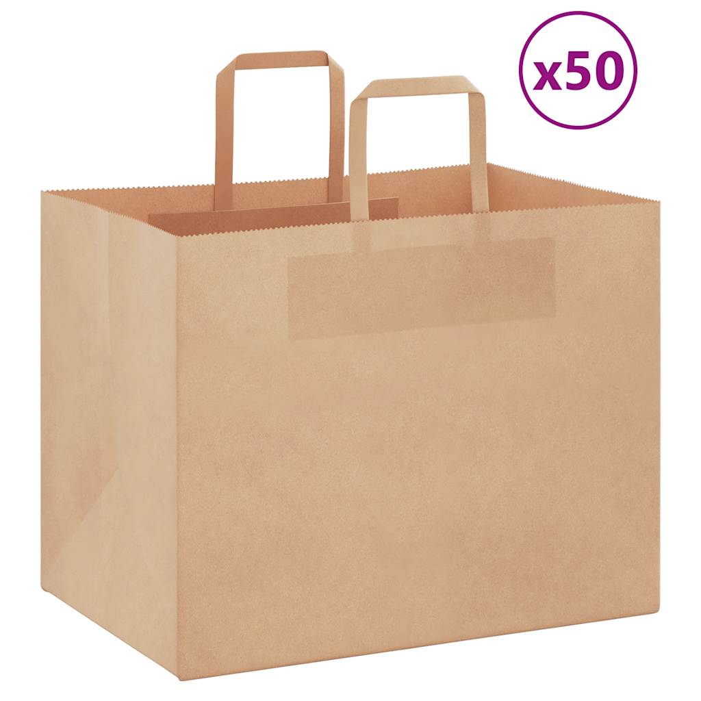 Papiertragetaschen 50 Stk. mit Henkeln Braun 32x22x24 cm