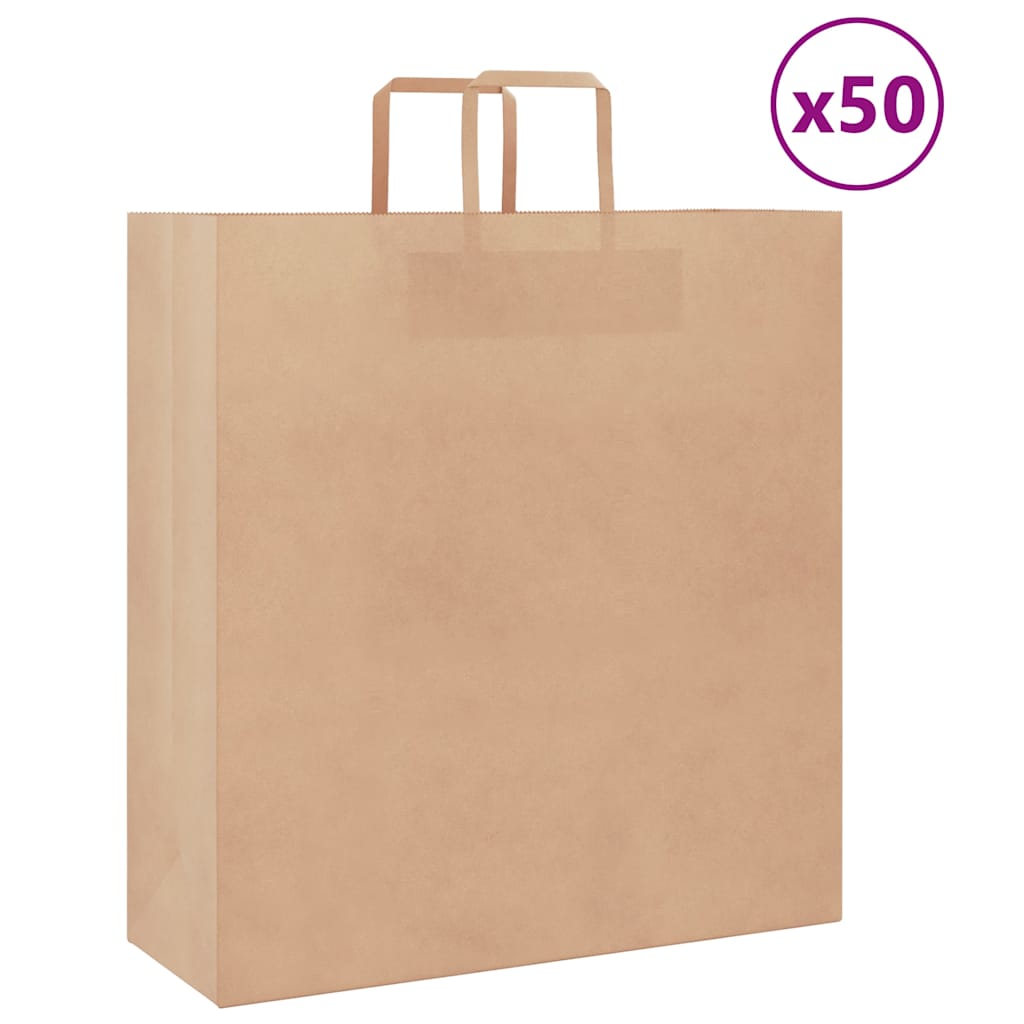 Papiertragetaschen 50 Stk. mit Henkeln Braun 45x17x48 cm
