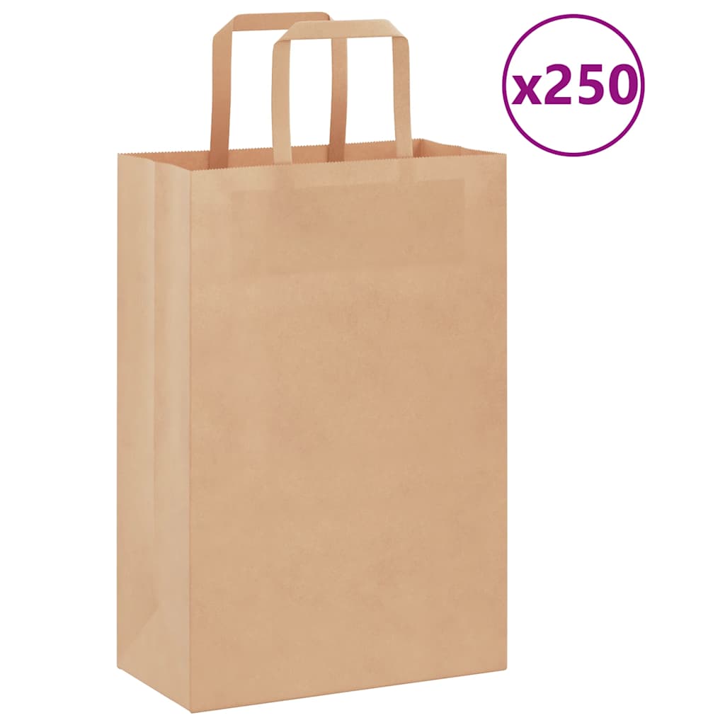 Papiertragetaschen 250 Stk. mit Henkeln Braun 21x11x31 cm