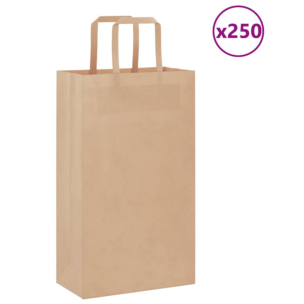 Papiertragetaschen 250 Stk. mit Henkeln Braun 21x11x36 cm