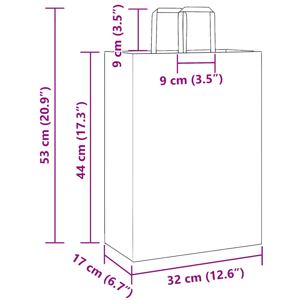 Papiertragetaschen 250 Stk. mit Henkeln Braun 32x17x44 cm