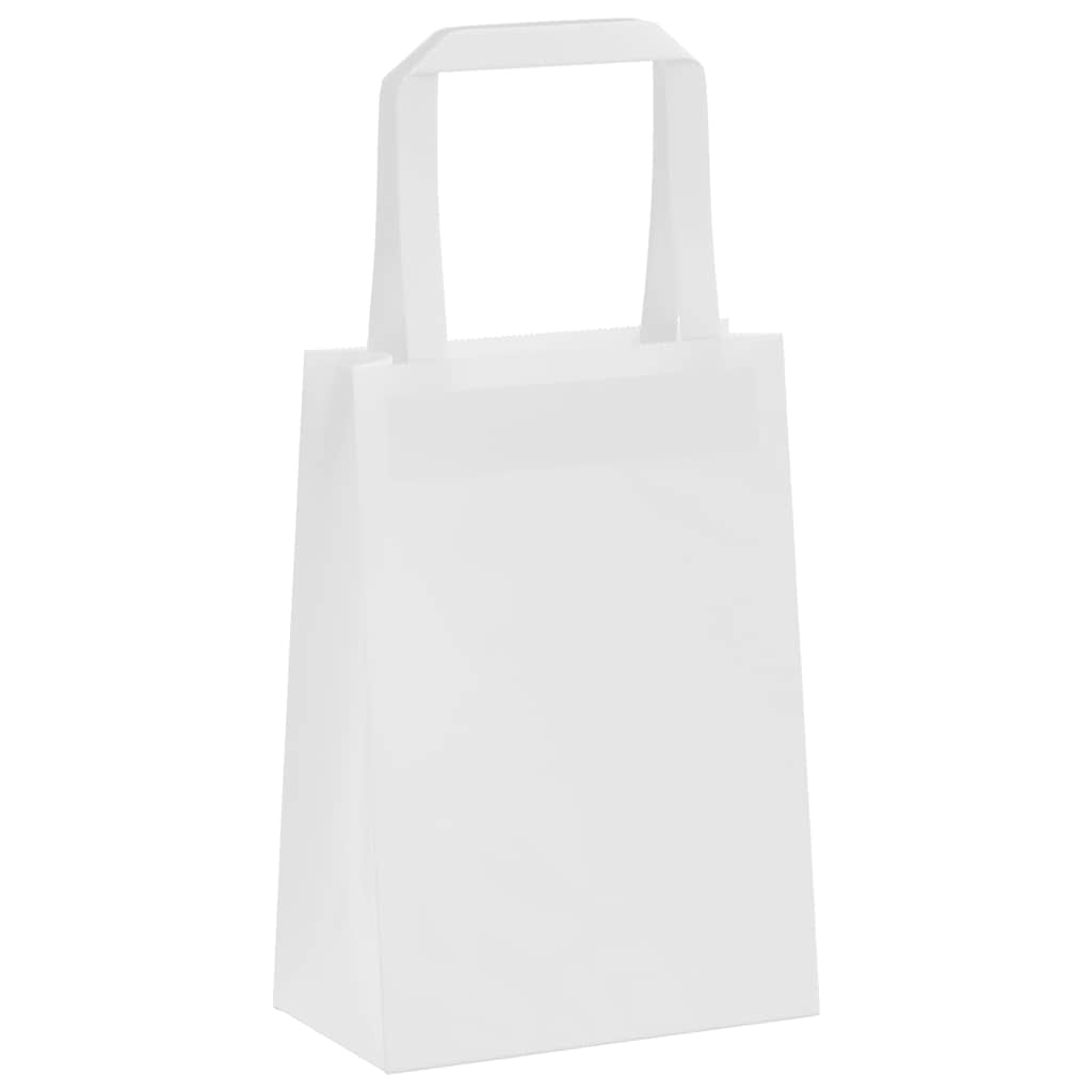 Papiertragetaschen 50 Stk. mit Henkeln Weiß 15x8x21 cm
