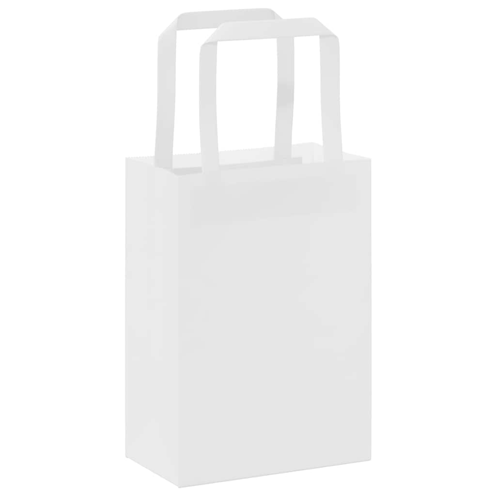 Papiertragetaschen 50 Stk. mit Henkeln Weiß 15x8x21 cm