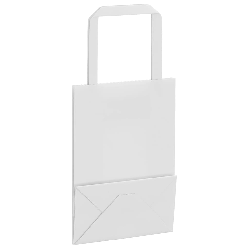 Papiertragetaschen 50 Stk. mit Henkeln Weiß 15x8x21 cm