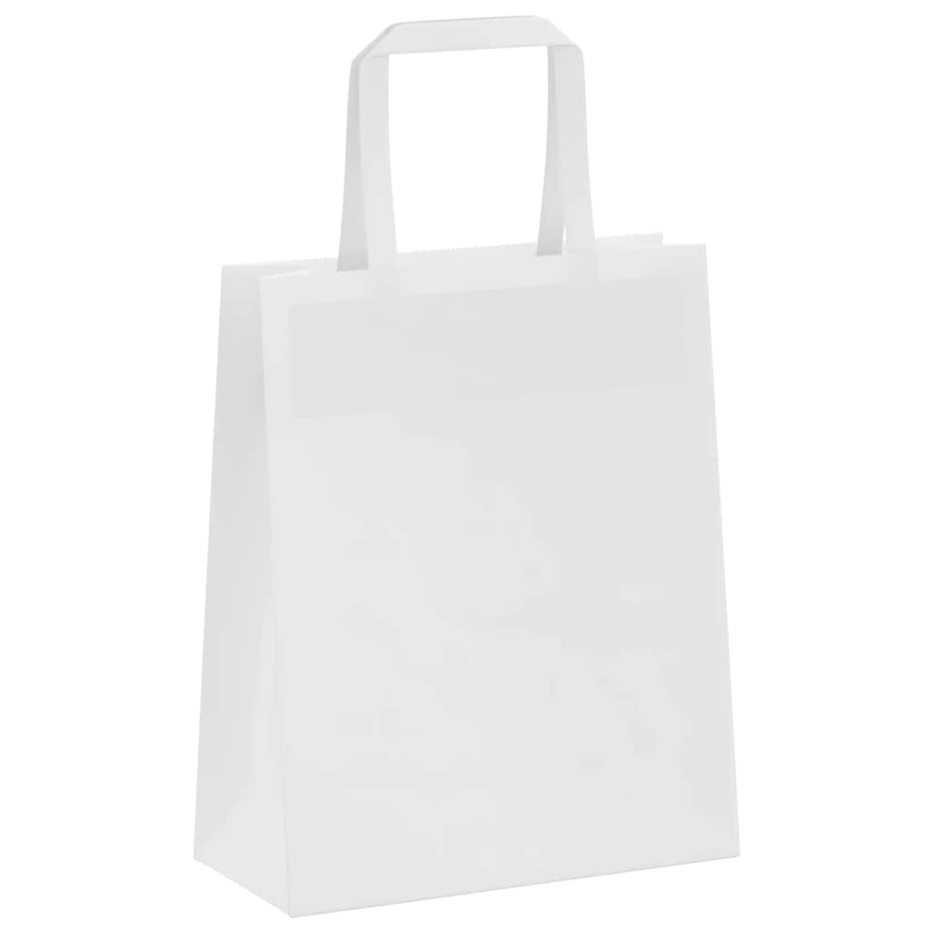 Papiertragetaschen 50 Stk. mit Henkeln Weiß 18x8x22 cm