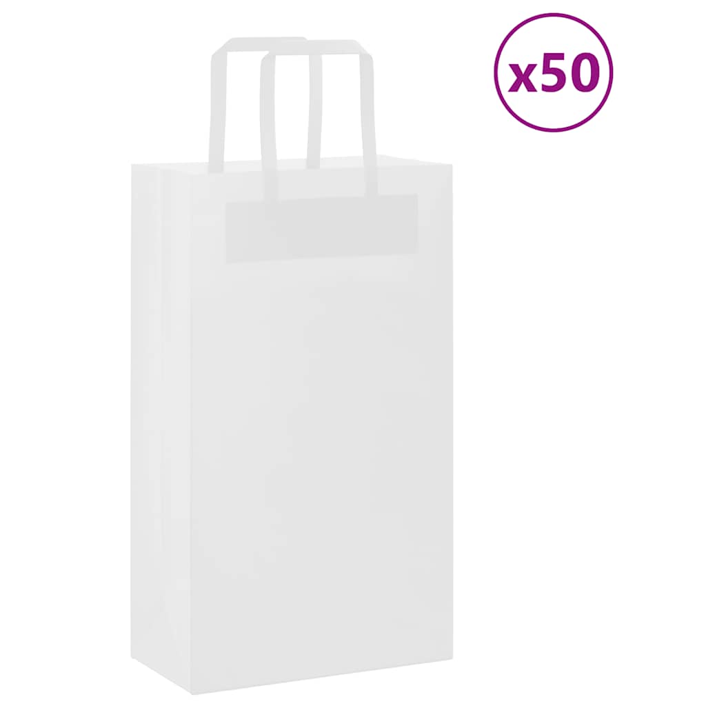 Papiertragetaschen 50 Stk. mit Henkeln Weiß 21x11x36 cm