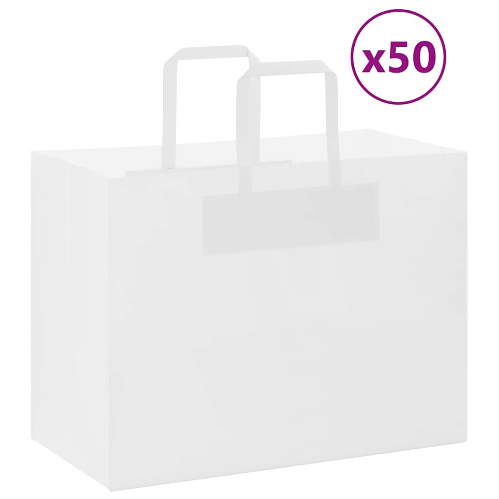 Paper carrier bags 50 pcs. with handles White 32x17x25 cm