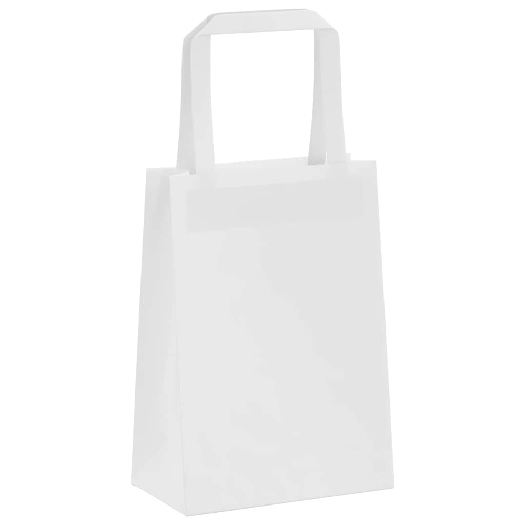 Papiertragetaschen 250 Stk. mit Henkeln Weiß 15x8x21 cm