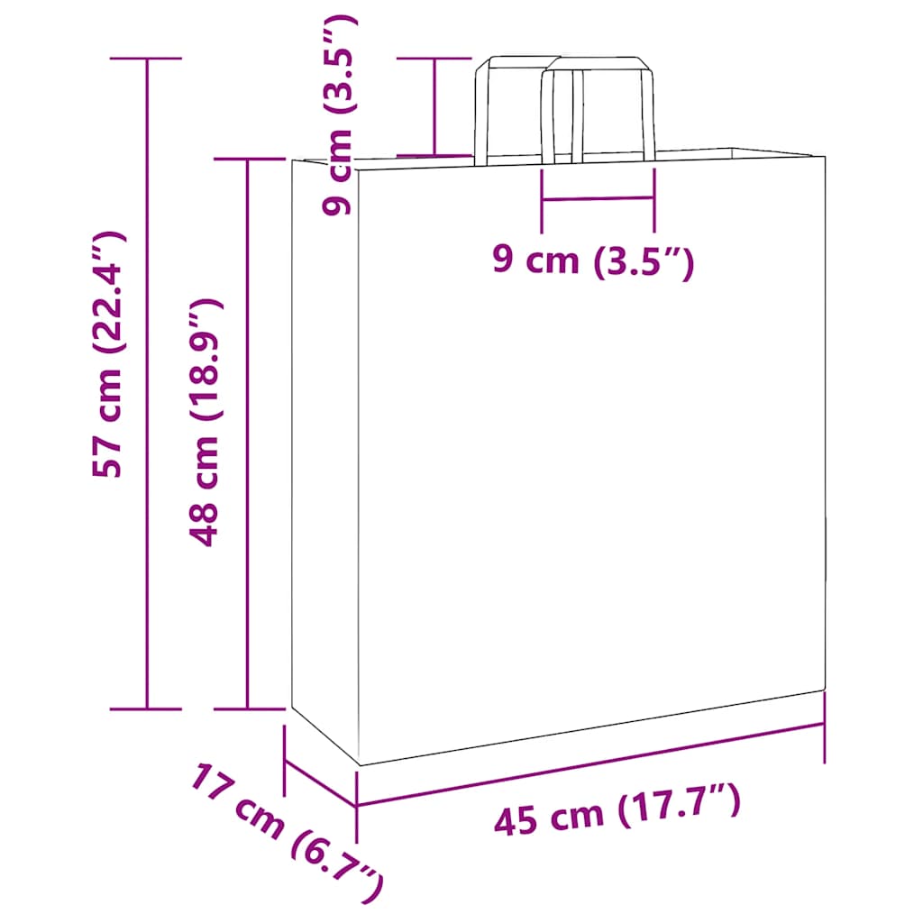 Papiertragetaschen 250 Stk. mit Henkeln Weiß 45x17x48 cm