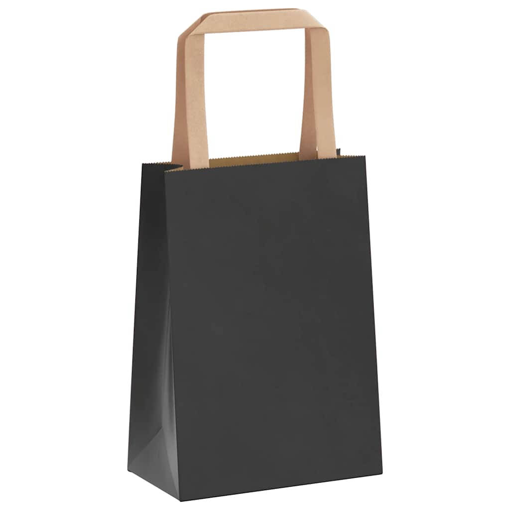 Papiertragetaschen 50 Stk. mit Henkeln Schwarz 15x8x21 cm