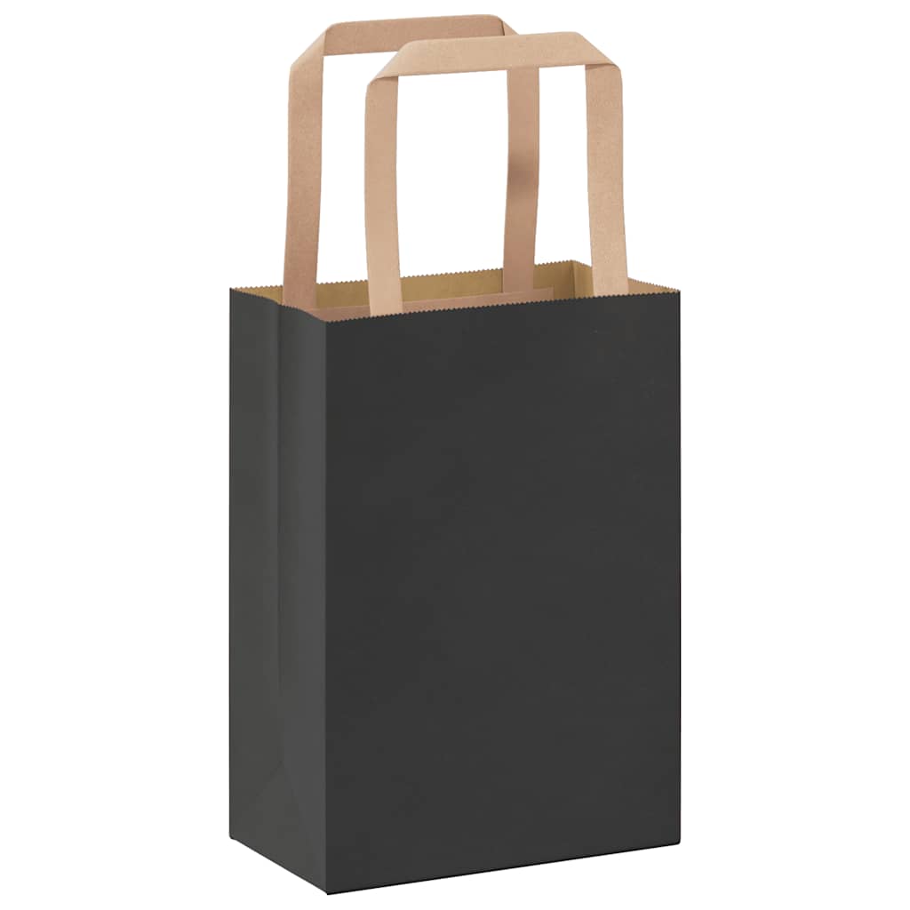 Papiertragetaschen 50 Stk. mit Henkeln Schwarz 15x8x21 cm