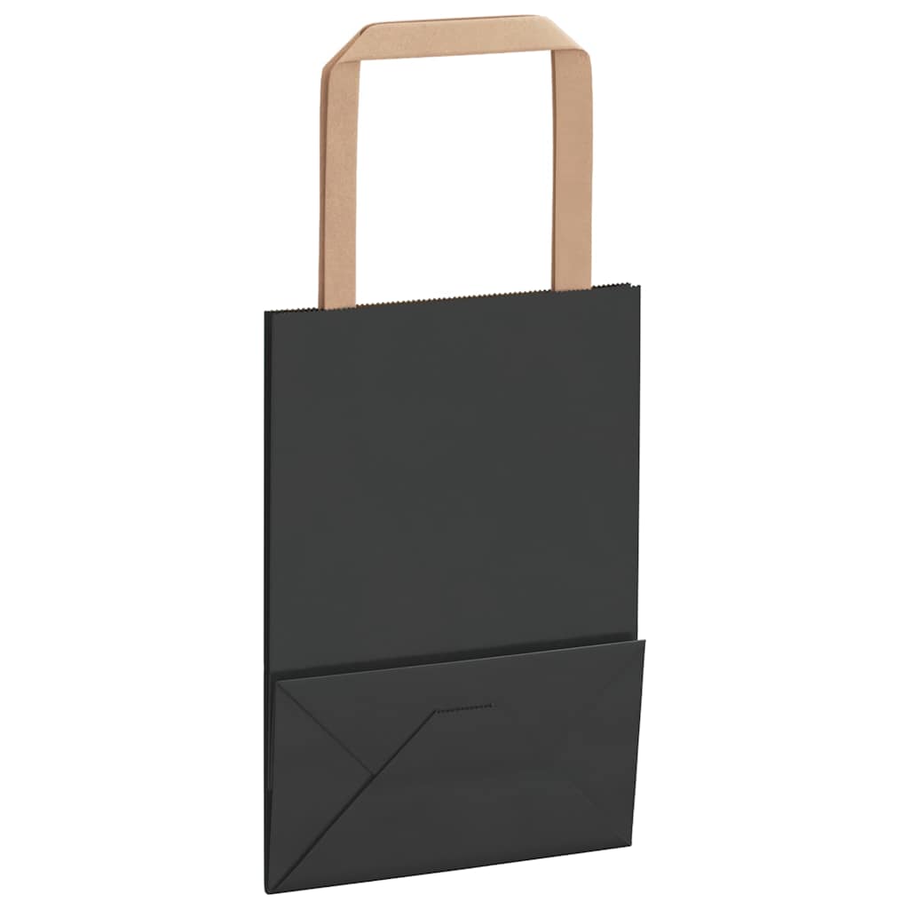 Papiertragetaschen 50 Stk. mit Henkeln Schwarz 15x8x21 cm
