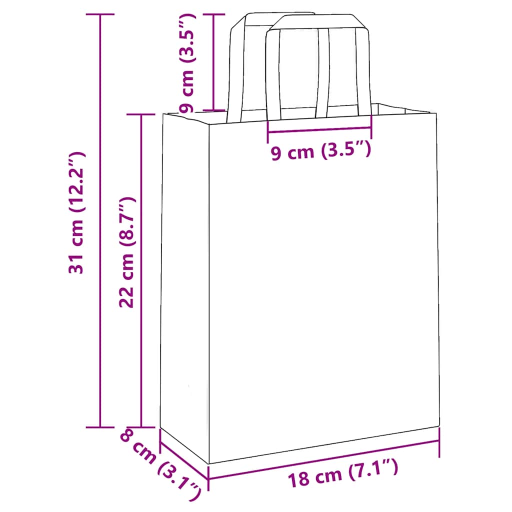 Papiertragetaschen 50 Stk. mit Henkeln Schwarz 18x8x22 cm
