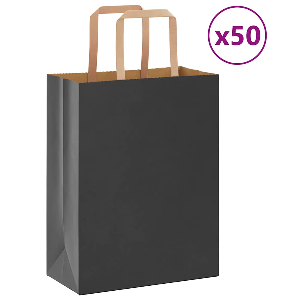 Papiertragetaschen 50 Stk. mit Henkeln Schwarz 21x11x28 cm