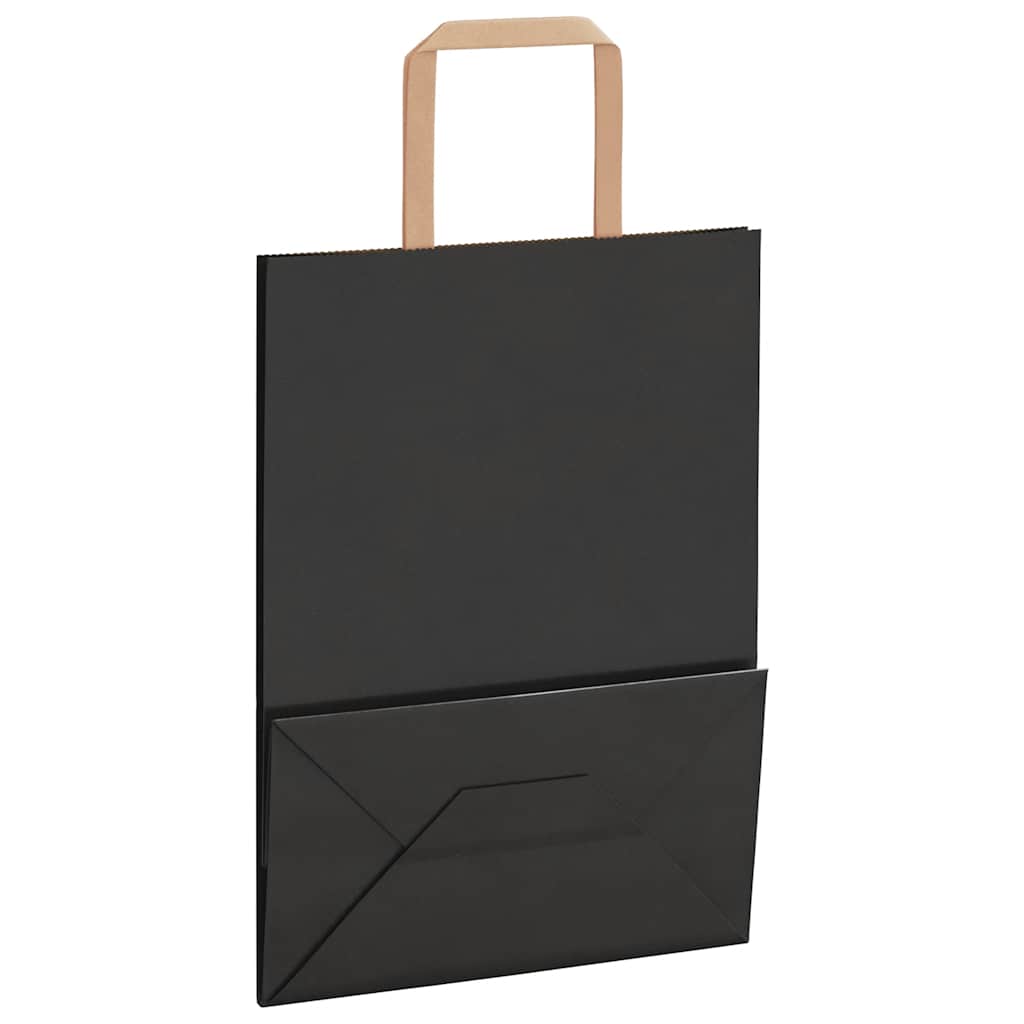Papiertragetaschen 50 Stk. mit Henkeln Schwarz 21x11x28 cm