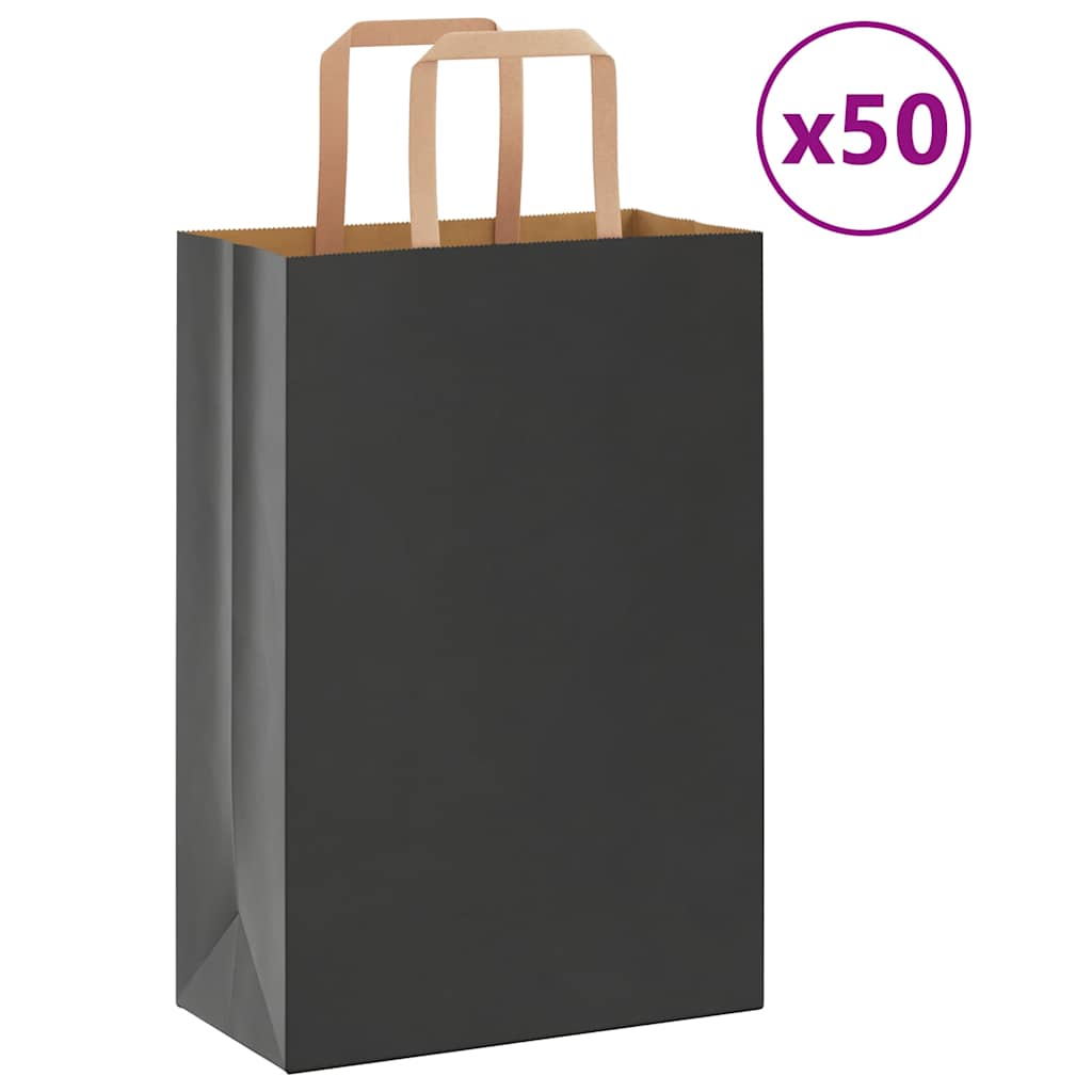 Papiertragetaschen 50 Stk. mit Henkeln Schwarz 21x11x31 cm