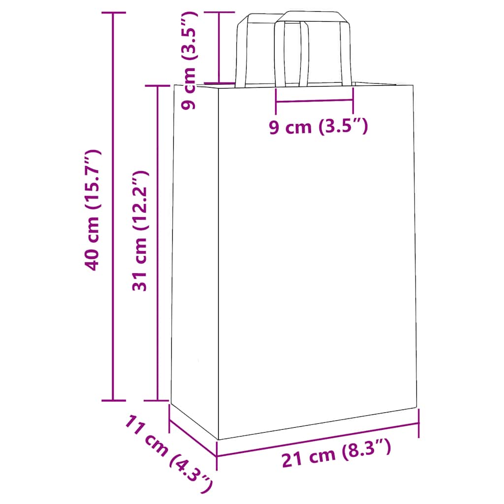 Papiertragetaschen 50 Stk. mit Henkeln Schwarz 21x11x31 cm