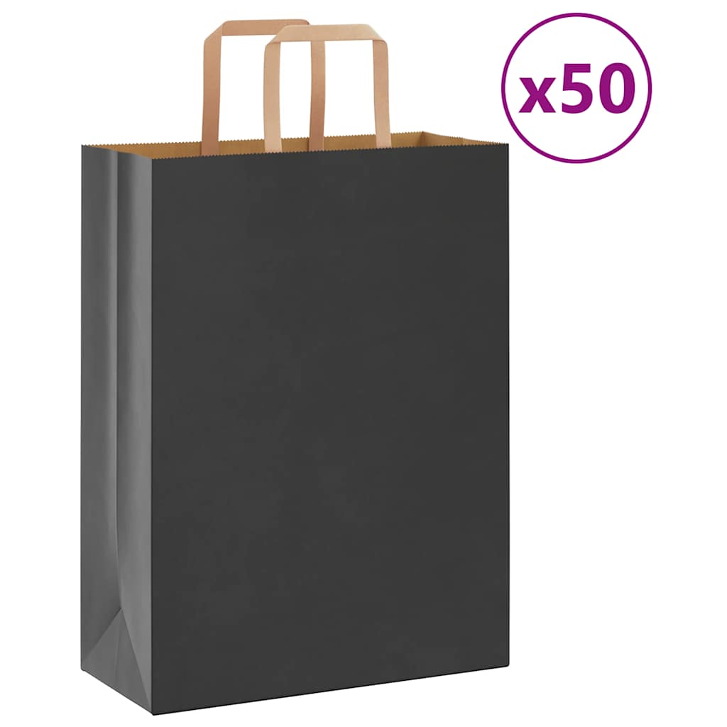 Papiertragetaschen 50 Stk. mit Henkeln Schwarz 26x12x35 cm
