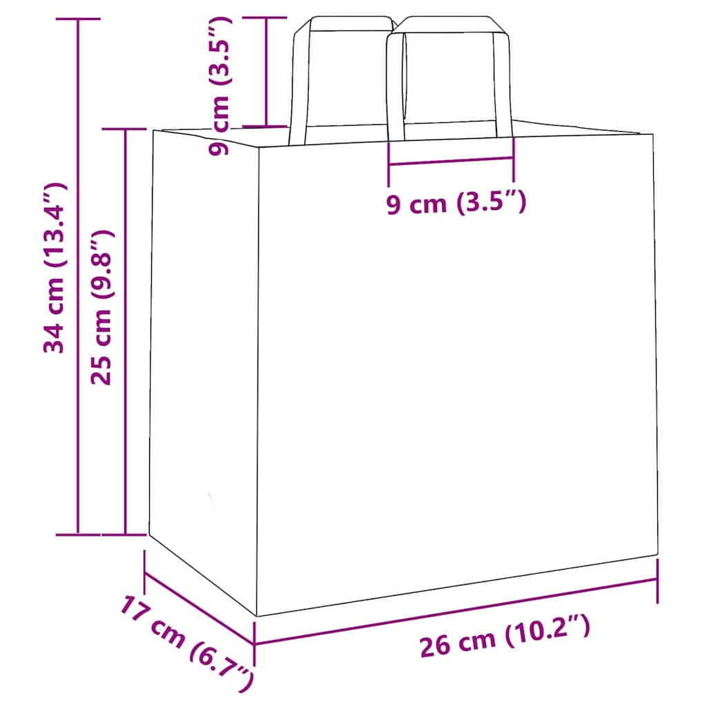 Papiertragetaschen 50 Stk. mit Henkeln Schwarz 26x17x25 cm