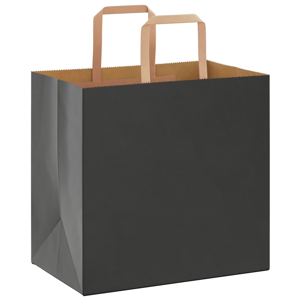 Papiertragetaschen 50 Stk. mit Henkeln Schwarz 26x17x25 cm
