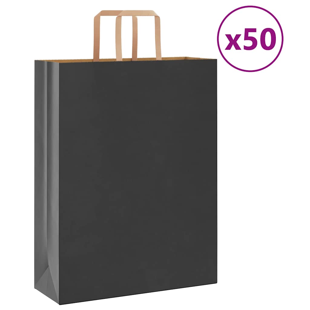 Papiertragetaschen 50 Stk. mit Henkeln Schwarz 32x12x42 cm