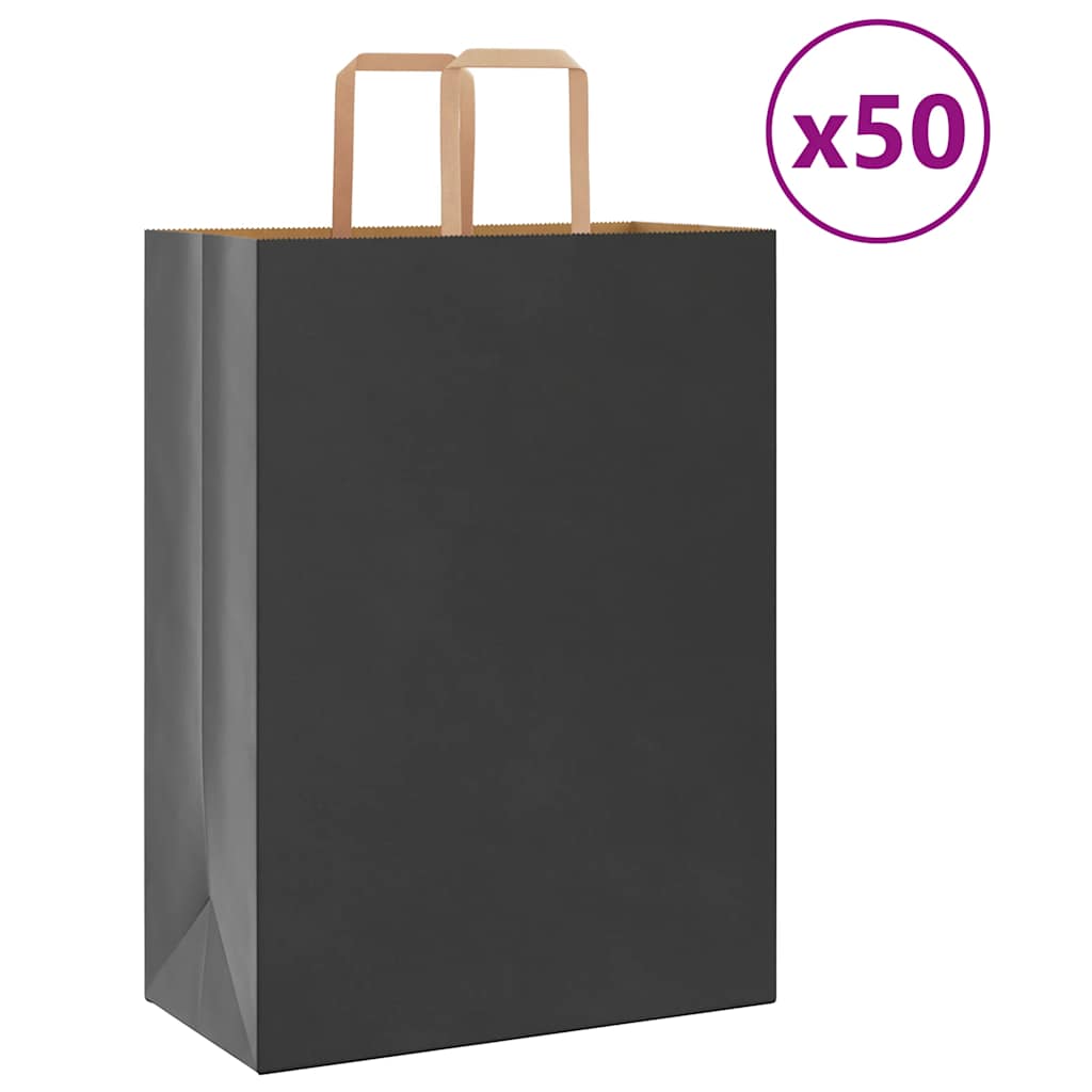 Papiertragetaschen 50 Stk. mit Henkeln Schwarz 32x17x44 cm