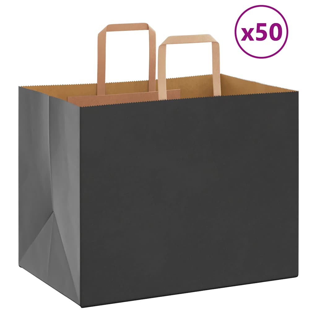 Papiertragetaschen 50 Stk. mit Henkeln Schwarz 32x22x24 cm